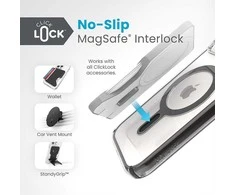 Speck Presidio Perfect-Clear ClickLock &amp; Magsafe – dėklas, skirtas iPhone 15 / iPhone 14 / iPhone 13 (skaidrus / matinis juodas / šiferio pilkas)