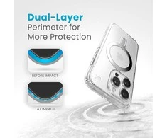 Speck Presidio Perfect-Clear ClickLock &amp; Magsafe – dėklas, skirtas iPhone 15 Pro (skaidrus / chromo apdaila / ramus sidabras)