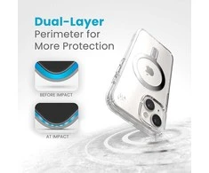 Speck Presidio Perfect-Clear ClickLock &amp; Magsafe – „iPhone 15“ / „iPhone 14“ / „iPhone 13“ dėklas (skaidrus / chromo apdaila / ramus sidabras)