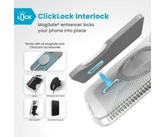 Speck Presidio Perfect-Clear Grip ClickLock &amp; MagSafe – dėklas, skirtas iPhone 16 Pro (skaidrus / chromo apdaila / ramus sidabras)