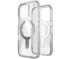 Speck Presidio Perfect-Clear Grip ClickLock &amp; MagSafe – dėklas, skirtas iPhone 16 Pro (skaidrus / chromo apdaila / ramus sidabras)
