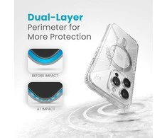 Speck Presidio Perfect-Clear Grip ClickLock &amp; Magsafe – dėklas, skirtas iPhone 15 Pro (skaidrus / chromo apdaila / ramus sidabras)
