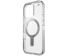 Speck Presidio Perfect-Clear Grip ClickLock &amp; MagSafe – dėklas, skirtas iPhone 16 Pro (skaidrus / chromo apdaila / ramus sidabras)