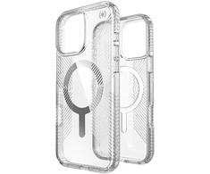Speck Presidio Perfect-Clear Grip MagSafe – dėklas, skirtas iPhone 16 Pro Max (skaidrus / chromo apdaila / ramus sidabras)