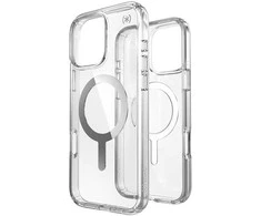 Speck Presidio Perfect-Clear MagSafe – dėklas, skirtas iPhone 16 Pro Max (skaidrus / chromo apdaila / ramus sidabras)