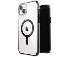 Speck Presidio Perfect-Clear su smūgio geometrija + MagSafe – iPhone 15 Plus / 14 Plus dėklas su MICROBAN danga (skaidrus / juodas)