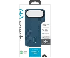 „Speck Presidio2 Grip ClickLock &amp; MagSafe“ dėklas „iPhone 17 Air“ (gilios jūros / sidabro metalo / rašybos mėlynumo)