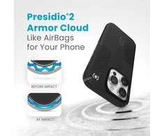 Speck Presidio2 Grip ClickLock &amp; Magsafe – dėklas, skirtas iPhone 15 Pro (juodas / šiferio pilkas / baltas)