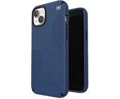 Speck Presidio2 Grip – dėklas, skirtas iPhone 15 Plus / 14 Plus su MICROBAN danga (Coastal Mėlyna / Juodas / Baltas)