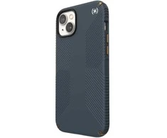 Speck Presidio2 Grip – iPhone 15 Plus / 14 Plus dėklas su MICROBAN danga (anglis / šalta bronza / skalūnas)