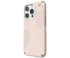 „Speck Presidio2 Grip“ – „iPhone 15 Pro“ dėklas (balintas kaulas / „Heirloom Gold“ / „Hazel Brown“)