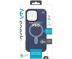 Speck Presidio2 Pro ClickLock &amp; MagSafe – dėklas, skirtas iPhone 16 Pro Max (pakrančių mėlyna / dulkių pilka / balta)