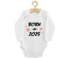 Vaikiškas spausdintas kūnas New Baby BORN IN 2025 rožinė, 56 (0-3m)