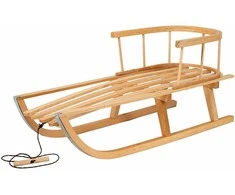 Vaikiškos medinės rogutės su atlošu ir virvele BAYO 90 cm