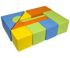 Vell Foam Blocks – Giant Building Set 11 pcs yellow-žalias-oranžinis-light mėlynas