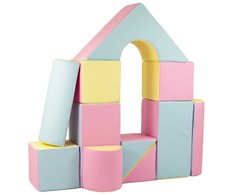 Vell Foam Blocks – Giant Building Set 11 pcs pink-mėlynas-yellow (pastel)