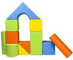 Vell Foam Blocks – Giant Building Set 11 pcs yellow-žalias-oranžinis-light mėlynas