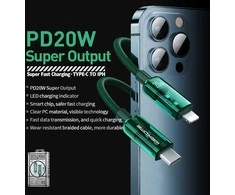 WEKOME WDC-181 Vanguard serija – USB-C ir itin greito įkrovimo PD 20 W jungiamasis laidas, 1,2 m (žalias)