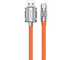 WEKOME WDC-186 Wingle serija – USB-A ir žaibiško įkrovimo jungties laidas, 1 m (oranžinė)
