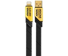WEKOME WDC-190 Mecha serija – USB-A ir žaibiško įkrovimo jungties laidas, 1 m (geltonas)