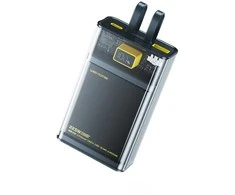 WEKOME WP-325 Vanguard serija – 20 000 mAh super įkrovimas naudojant įmontuotą USB-C ir Lightning PD 20 W laidą + 22,5 W QC (juodas / skaidrus)