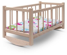 Medinė lėlių lova-lopšys su patalyne Baby Mix pelėda