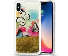 Zizo Liquid Glitter Star dėklas, skirtas iPhone X (drugeliai)