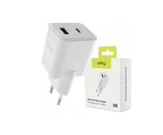 "Allity" sieninis įkroviklis GaN PD QC ATC-01-20WACr 1x USB-C 1x USB-A 20W baltas