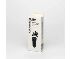 „Bullet“ automobilinis įkroviklis USB+USB-C 2,4A