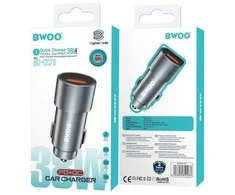 BWOO 38W greitasis automobilinis įkroviklis BO-CC73 QC 18W + PD 20W, pilkai sidabrinis