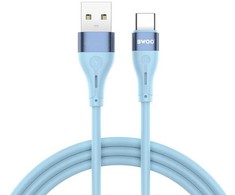 BWOO Minimalistinis silikoninis 3A kabelis X280C iš USB-A į USB-C mėlynos spalvos