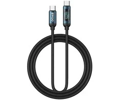 BWOO pintas USB-C - USB-C 1 m 60 W kabelis su animaciniu apšvietimu, juodas