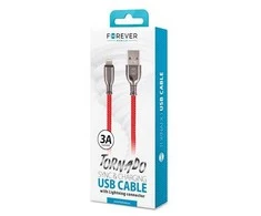 Forever Tornado USB – Lightning laidas 1,0 m 3A raudonas