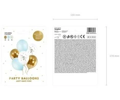 Party Deco Gimtadienio balionai Pastelinė šviesiai mėlyna balta aukso mėlyna 30cm 6 vnt.
