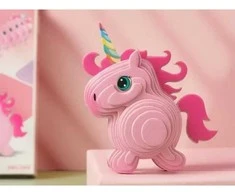 Dėlionė Jokomisiada 3D Puzzle Cardboard Model – Rožinė Unicorn DIY Build It Yourself ZA5809