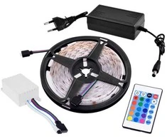 Jokomisiada LED juostelė 5m RGB + nuotolinio valdymo pultas vandeniui atspari