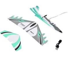Jokomisiada Foldable lightweight foam airplane flies LED lights propeller USB charging ZA5583