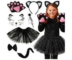 7-piece cat costume - juodas Kruzzel 26745