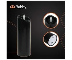 LED žvakės 12 vnt. 15 cm Ruhhy, juoda spalva, mirgančios liepsnos efektas