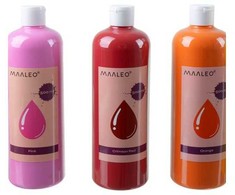Plakatų dažai - 12 vnt. rinkinys po 500 ml Maaleo 26340