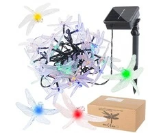 Saulės Dragonfly sodo žibintai 6,5 m 30LED multicolour