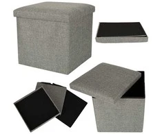 Sulankstomas pufas su saugykla pilkas 38x38x38cm