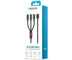 Forever 3in1 laidas USB – Lightning + USB-C + microUSB 1,2 m 2A juodas