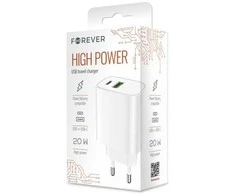 Telforceone Forever sieninis įkroviklis 1xUSB QC 3.0 + 1xUSB-C PD 20W LS-04 baltos spalvos
