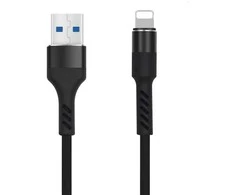 Maxlife MXUC-01 kabelis USB - Lightning 1,0 m 2A juodos spalvos nylon