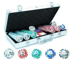 Hot Sports Pokerio žetonų rinkinys 300 su vertėmis