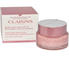 „Clarins Multi-Active Jour SPF15 Day“ visiems odos tipams [niacinamidas ir jūros bugienio ekstraktas], 50 ml