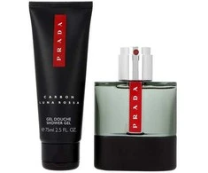 Prada rinkinys: Luna Rossa Carbon tualetinis vanduo vyrams, 50 ml + Luna Rossa Carbon atgaivintas dušo želė kūnui, 75 ml