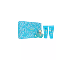Kvepalų rinkinys moterims Versace Dylan Torquoise (EDT, 100 ml + kūno gelis, 100 ml + dušo želė, 100 ml + EDT miniatiūra, 5 ml)