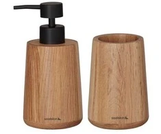 Pastatomas skysto muilo dozatorius 150 ml ir dantų šepetėlių laikiklis Sealskin Earth, ąžuolas